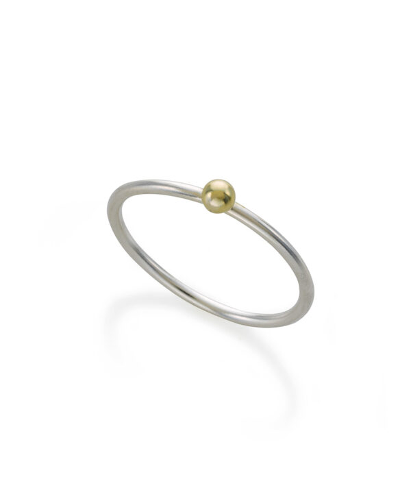 sphere ring / sterling silver and gold