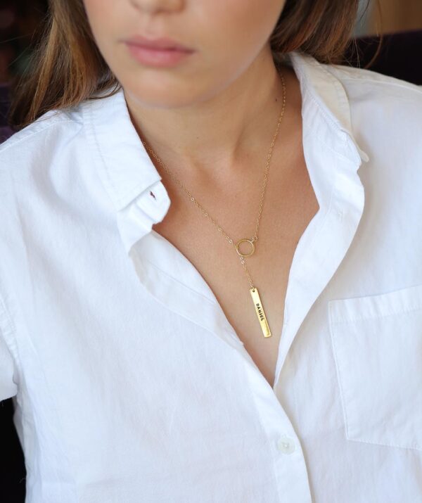 scarf necklace / yellow gold plating on silver