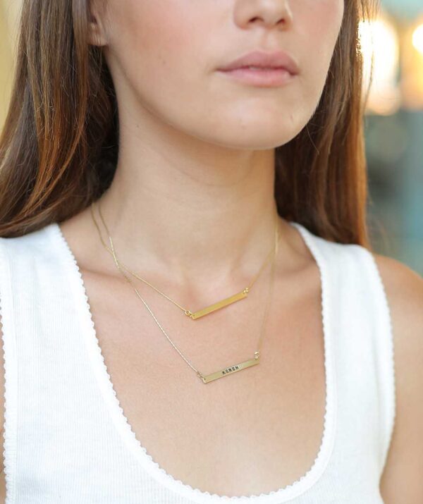 id necklace  / yellow gold plating on silver