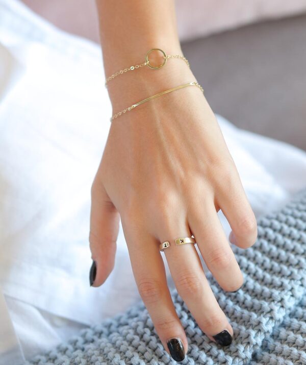 power couple bracelet / 14K yellow gold plating on silver