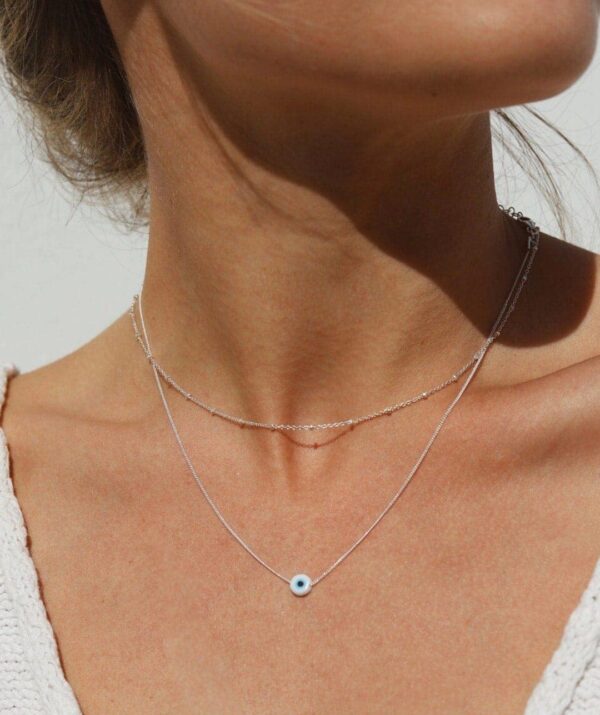 christmas lights + protect me white necklace / sterling silver