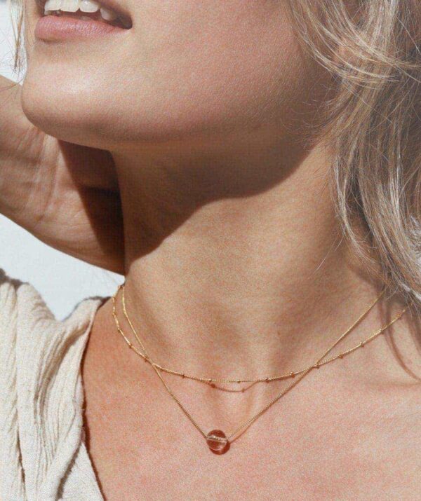 drop of rain quartz necklace / gold + christmas lights necklace / gold