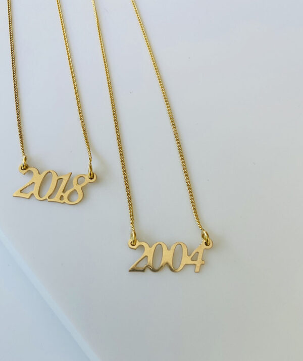 year necklace  / yellow gold plating on silver