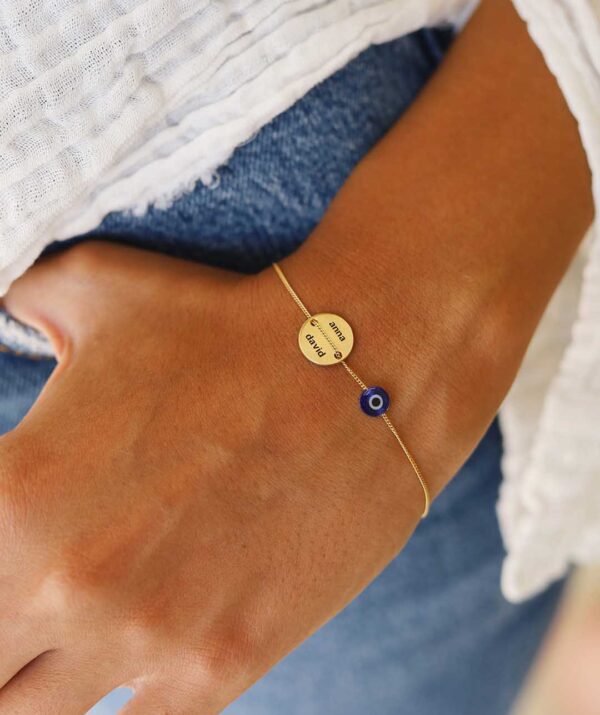 button bracelet blue eye / 14K Gold