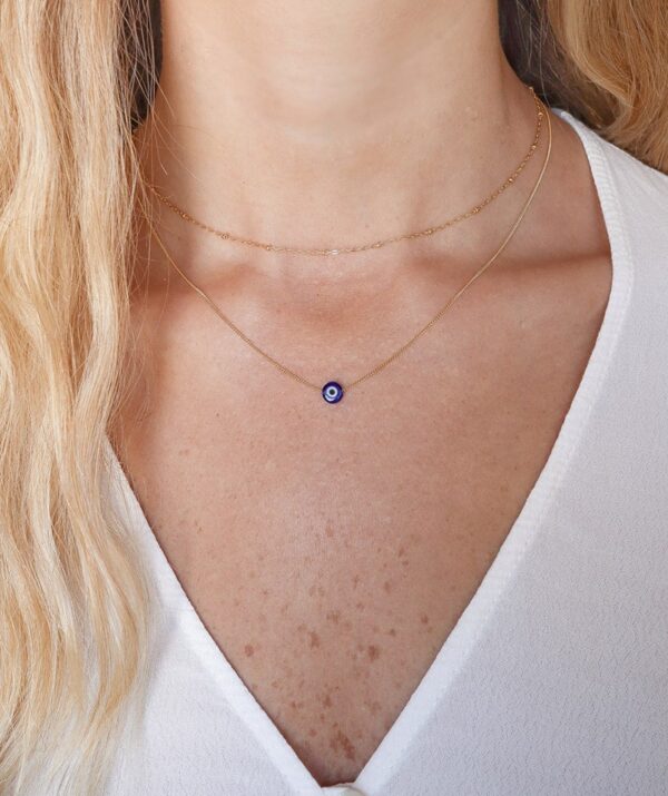christmas lights + protect me blue necklace / gold