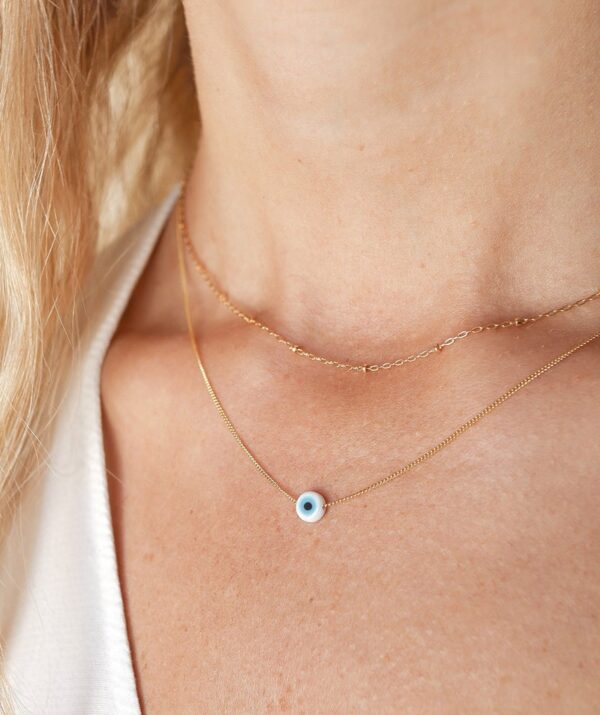 christmas lights + protect me white necklace / gold