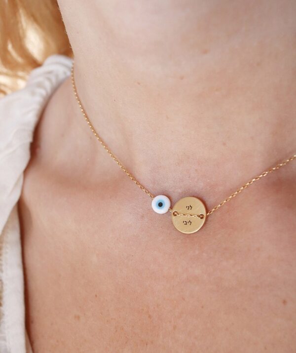 button necklace  / yellow gold plating on silver