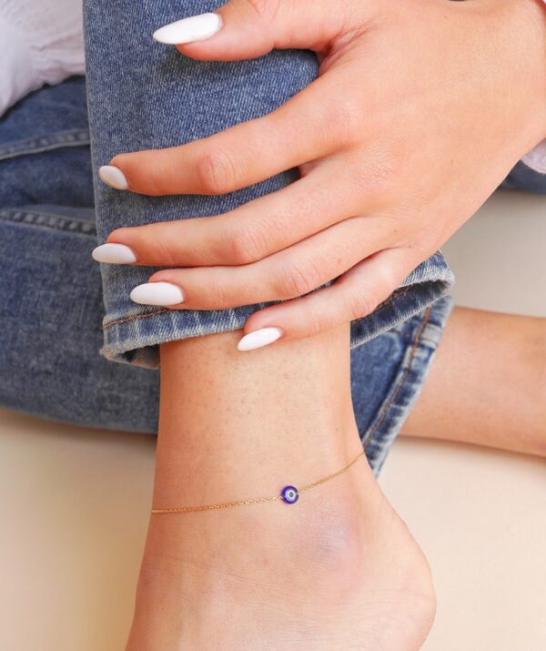 protect me ankle bracelet blue eye / 14K Gold