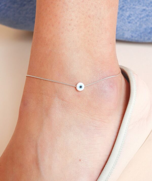protect me ankle bracelet white eye / sterling silver