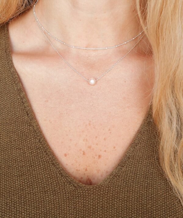 christmas lights + sweet pearl necklace / sterling silver