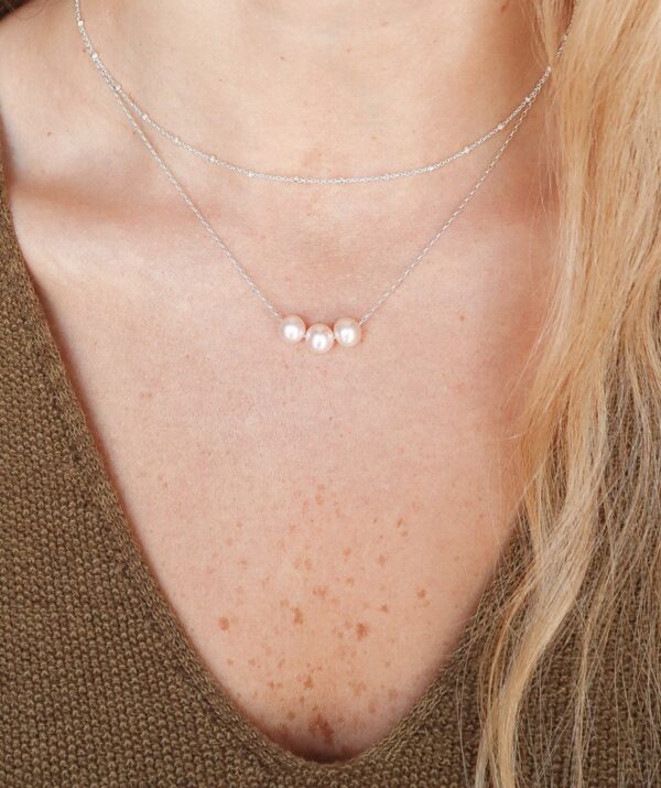 christmas lights + 3 sweet pearls necklace / sterling silver