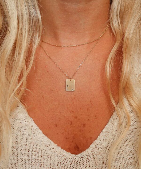 love tag necklace / yellow gold plating on silver