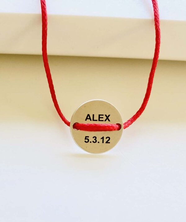 button red rope bracelet  / sterling silver