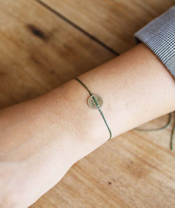 button olive rope bracelet  / sterling silver