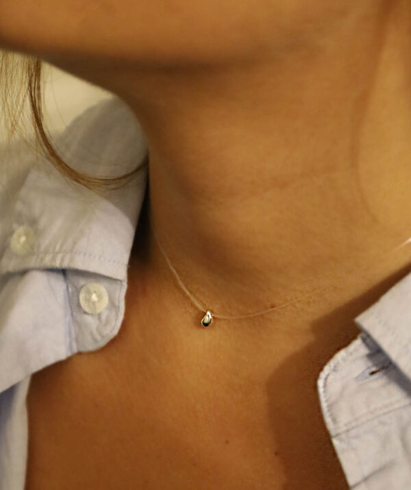 tears of happiness clear necklace / 14K Gold