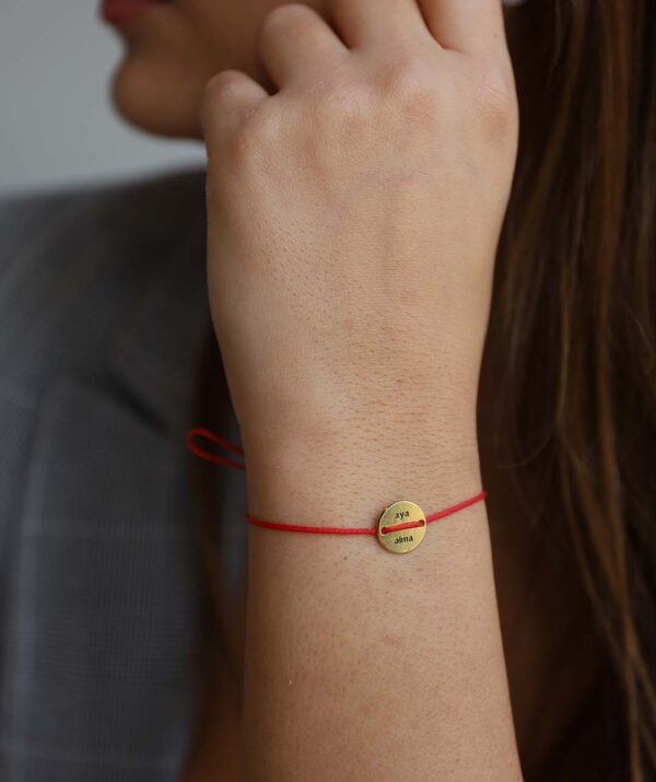 button red rope bracelet  / 14K Gold