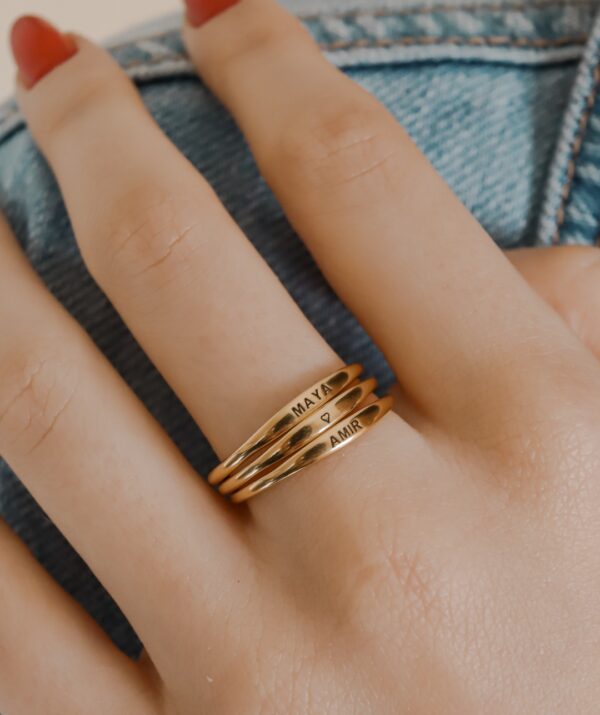 3 name ring / 14K Gold