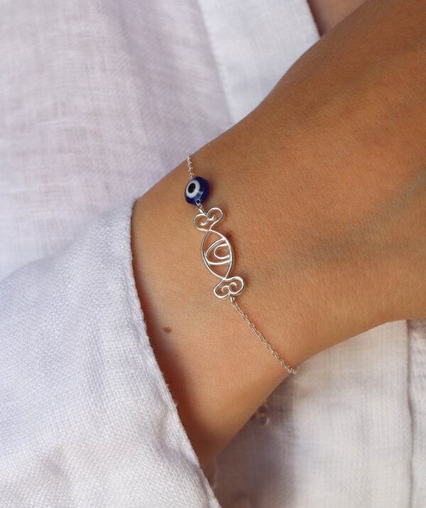 Eye love protect me bracelet / sterling silver
