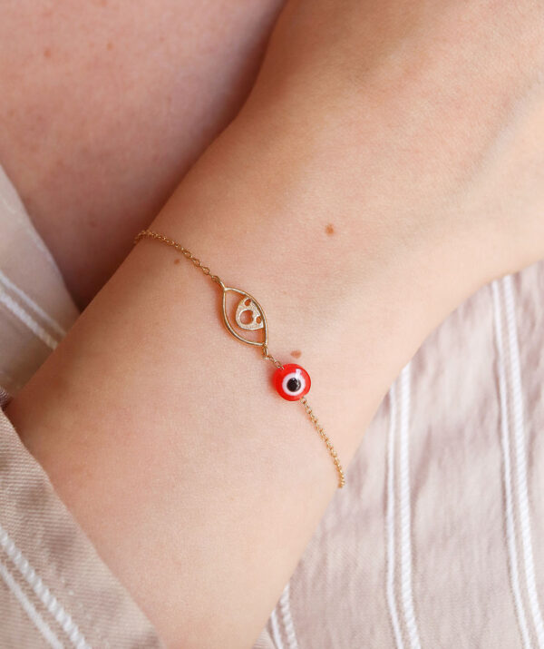 Eye love eye bracelet / yellow gold plating on silver