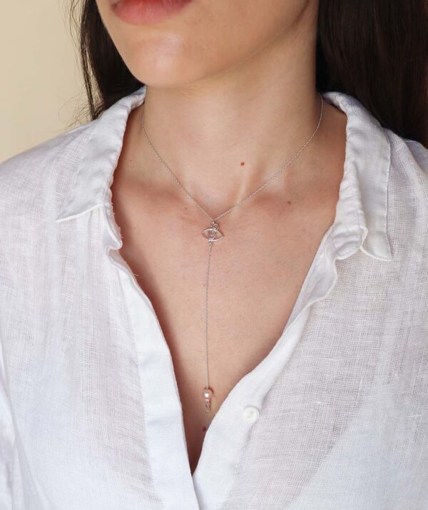 Eye love hanging eye necklace / sterling silver