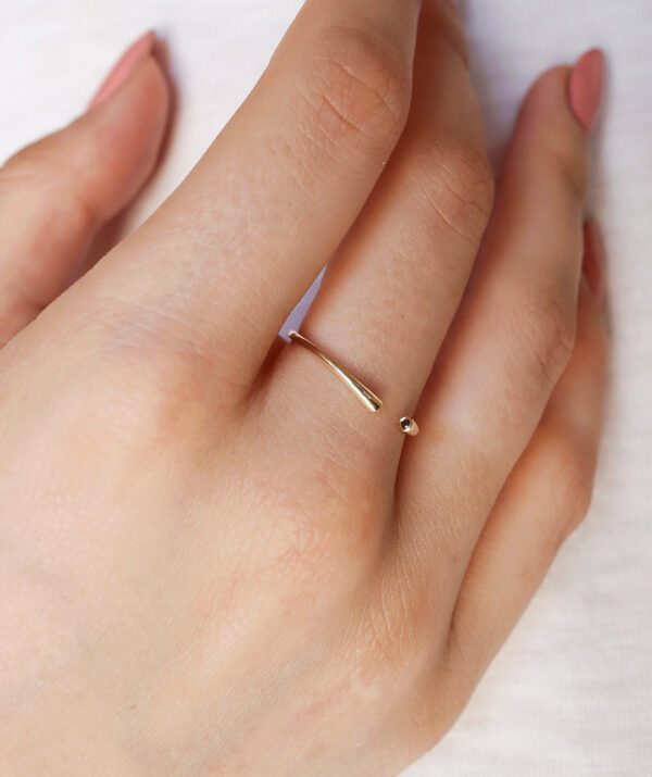 cuff ring black diamond / 14K Gold
