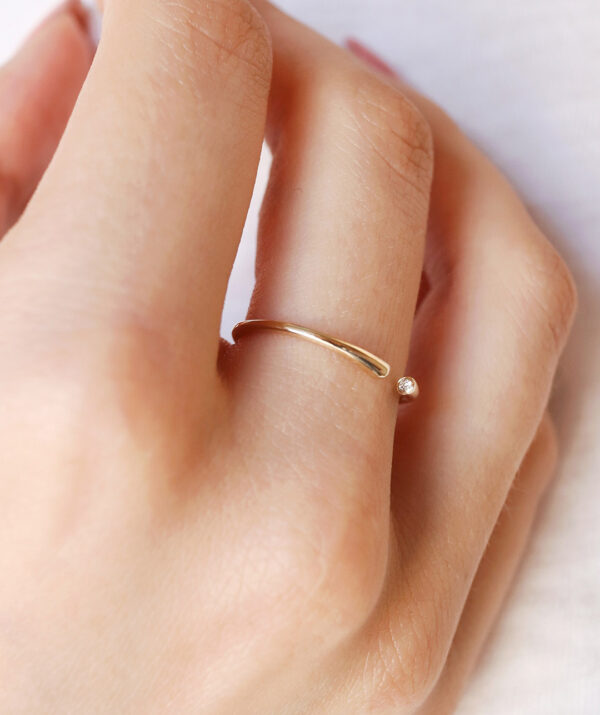 cuff ring white diamond / 14K Gold