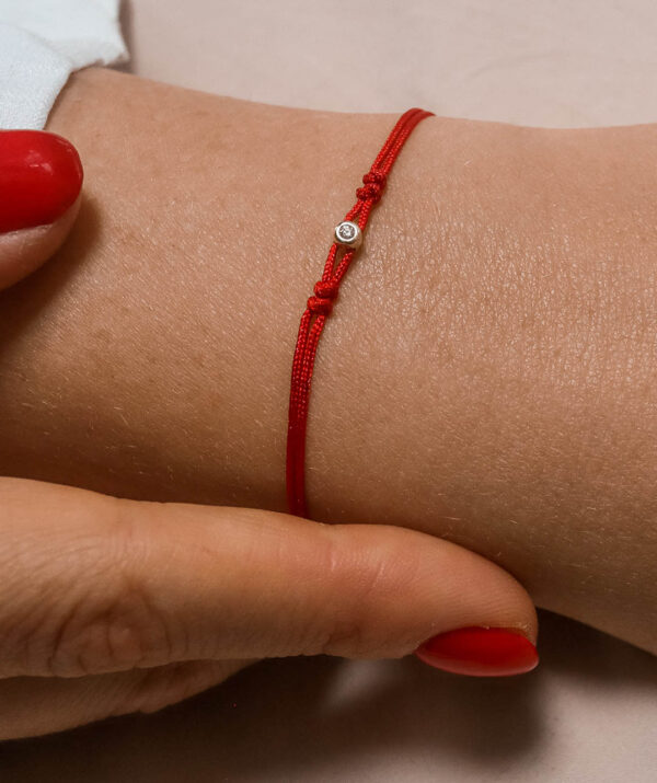 diamond red rope bracelet / 14K Gold