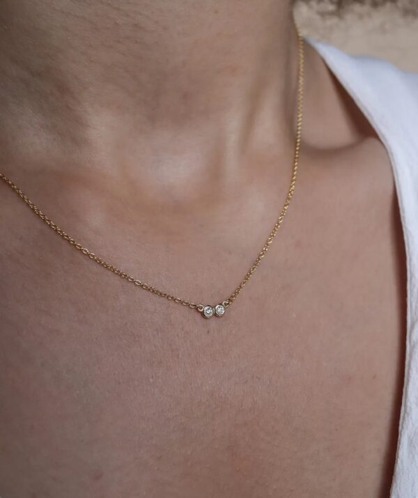 2 diamonds necklace / 14K Gold