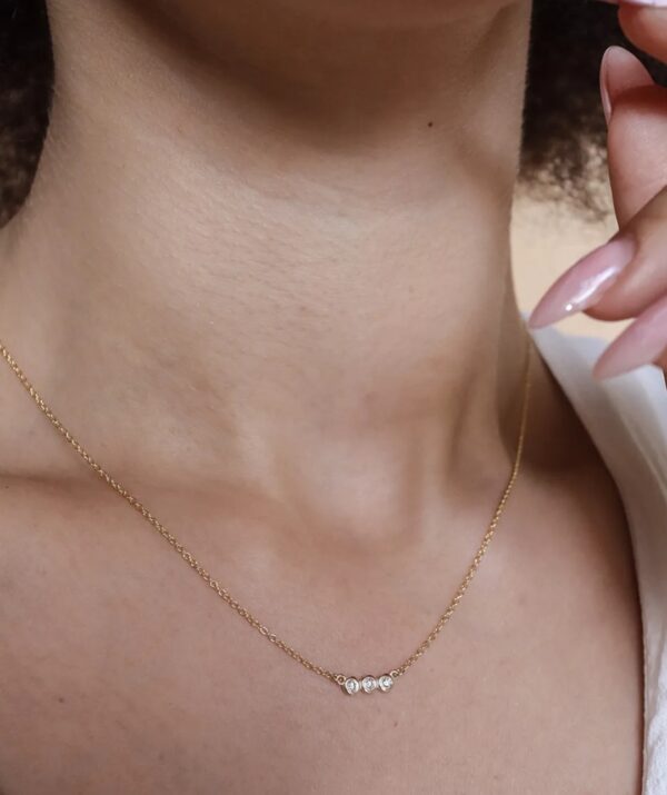 3 diamonds necklace / 14K Gold