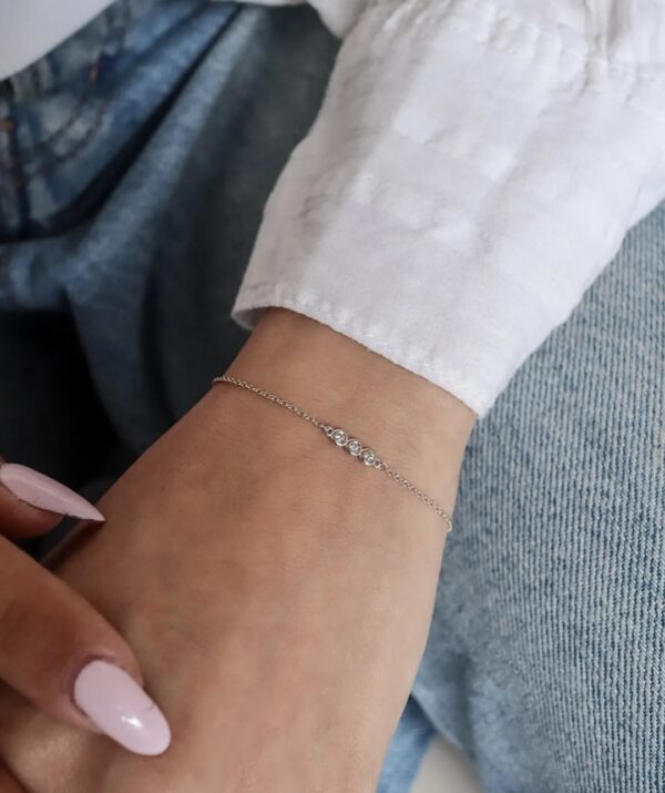 3 diamonds bracelet / 14K Gold