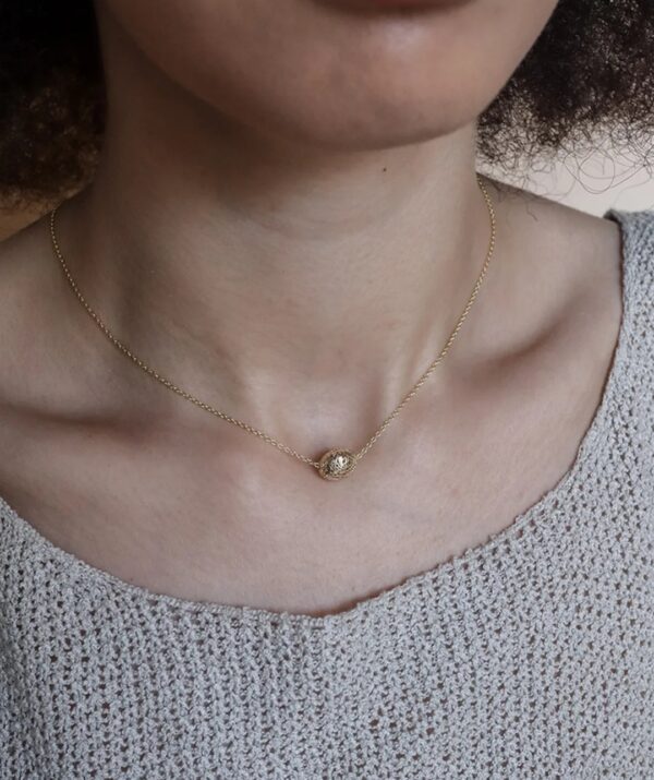 Gold egg necklace / 14K yellow gold