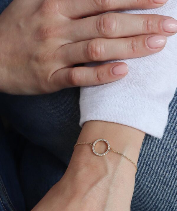 Diamonds hoop bracelet / 14k Gold