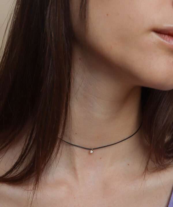 diamond black necklace / 14K Gold