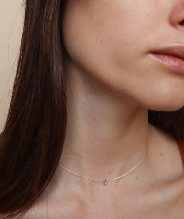 diamond clear necklace / 14K Gold