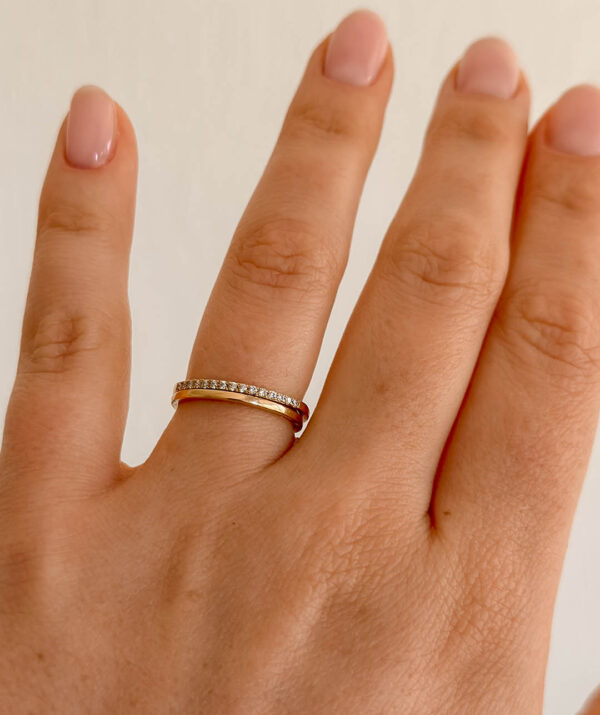 micro set diamond wedding ring / 14K Gold