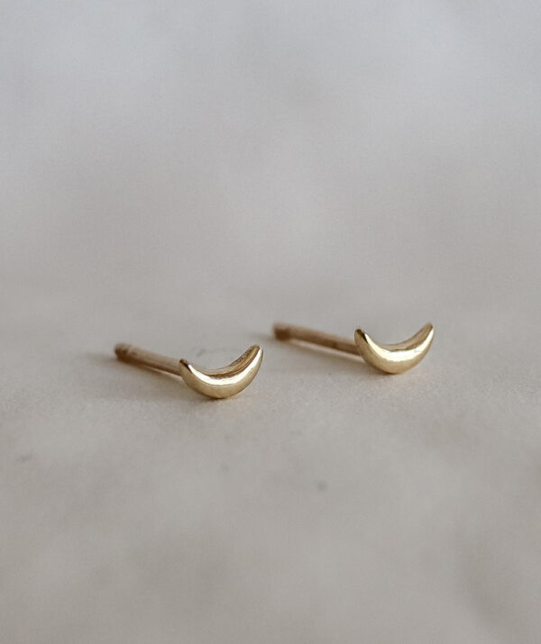 moon stud earrings  / 14K yellow gold