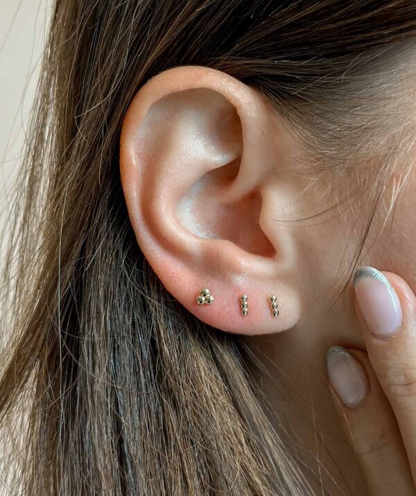 threesome stud earrings  / 14K yellow gold