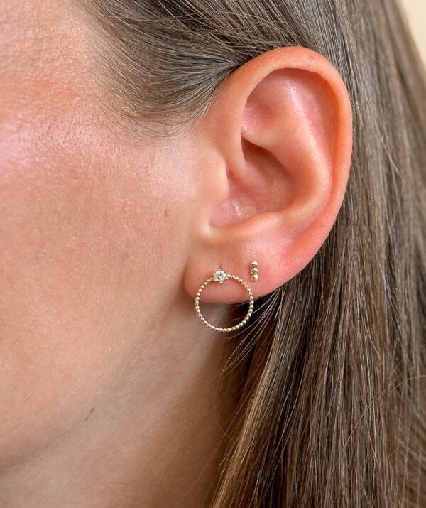 diamond yami hoop earrings  / 14K Gold