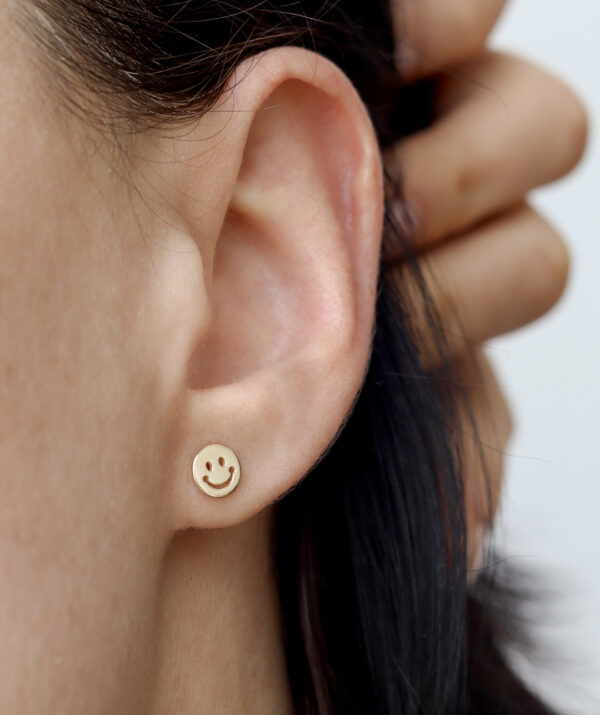 smiley earrings / 14K Gold